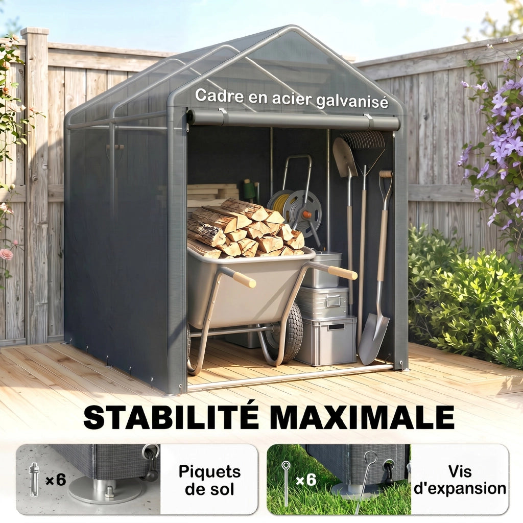 Tenda da Giardino Portatile per Deposito con Telaio in Metallo ¨C Zephmum ¨C Grigio 120x180 cm