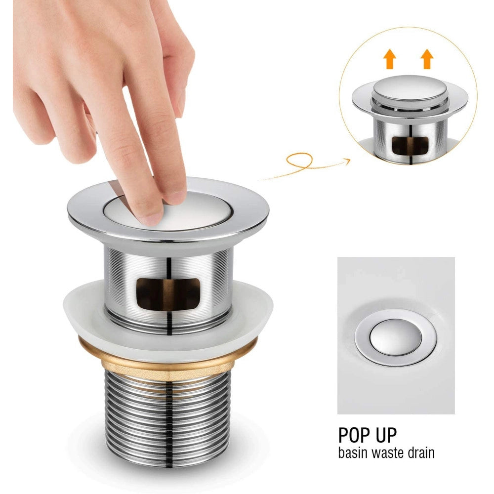 Trade Shop - Piletta Universale Miscelatore Lavabo Bide Click Clack Tappo Pilette Pop Up -