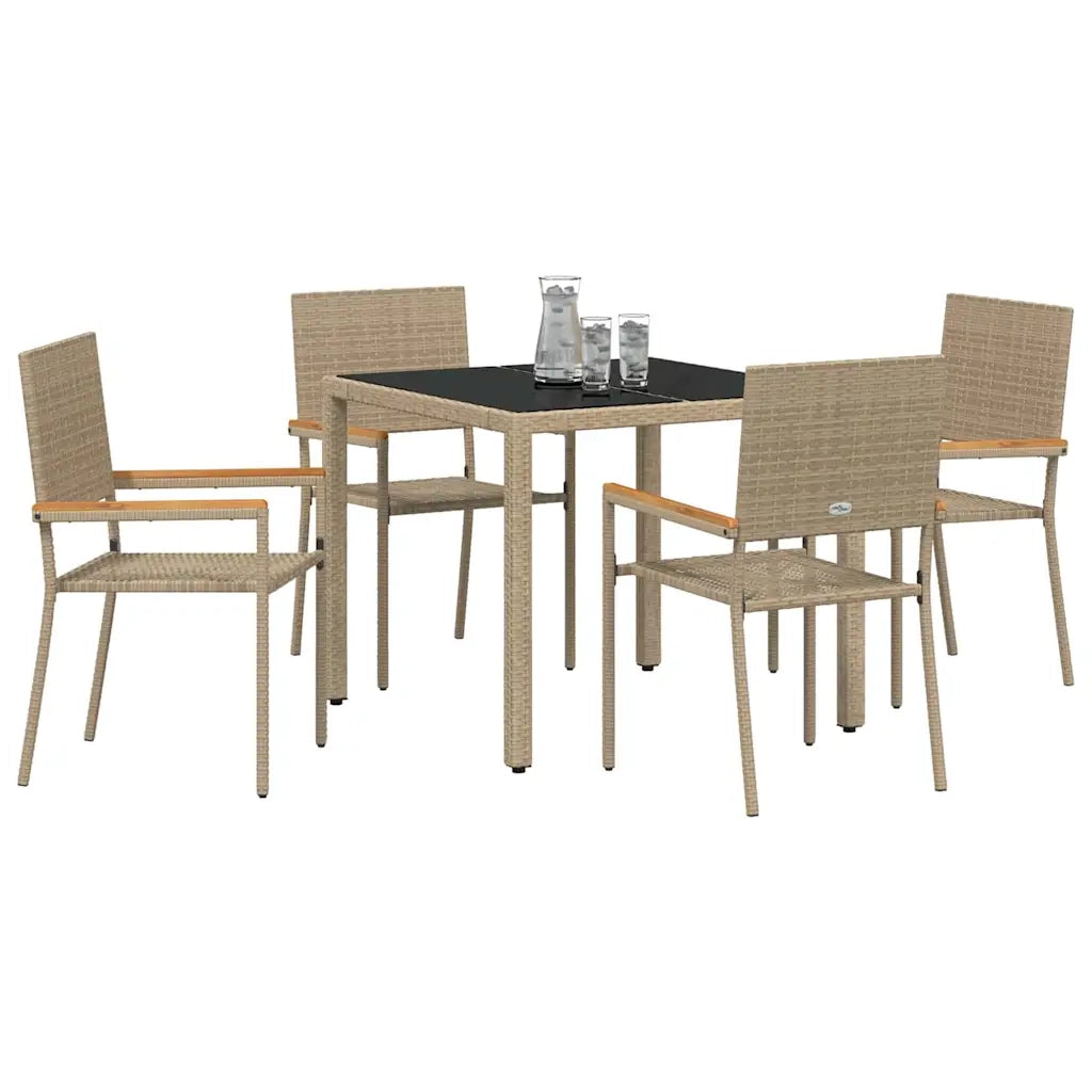 Set da Pranzo per Giardino 5 pz | Set Salotto da Giardino Beige polyrattan