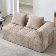 Divano 2 Posti Chaise Longue con Tasche Laterali e Cuscino, in Ciniglia Cachi 158 × 90 × 60 cm