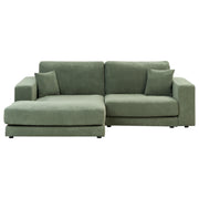 Divano angolare lato destro in Tessuto imbottito verde con Cuscini 3 posti stile moderno minimalista
