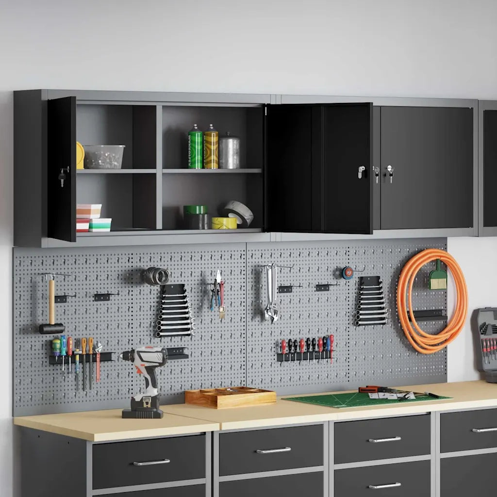 Set di armadi per attrezzi con lo scaffale 6 pcs Nero 3321402