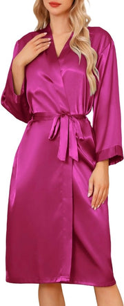 Badjas unisex in seta per donne e uomini Kimono con collo V per la stanza da bagno per spa, casa e hotel