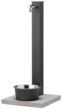 Fontana a Colonna Rubinetto Temporizzato con Base e Vaschetta Abbeveratoio Belfer 42/REX-P Antracite