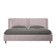 BS COM Letto con rete imbottito 180x190 microfibra glicine