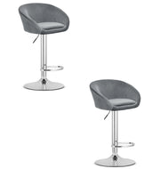 Sgabello in velluto VALORA EAST - Grigio - Base cromata x 2