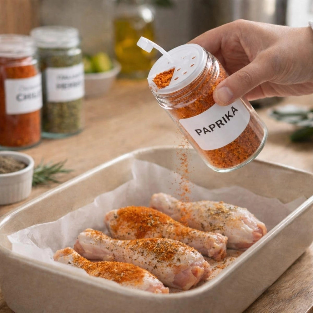 Set 12 Barattoli Portaspezie con Dosatore e Etichette Organizer da Cucina