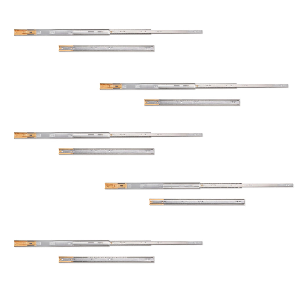 Guide a sfere  per cassetti con estrazione totale e chiusura soft, altezza 45 mm
