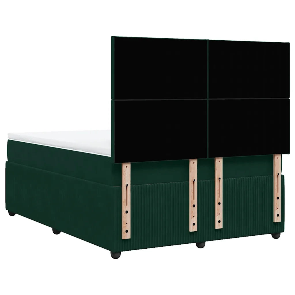Giroletto a Molle con Materasso Verde Scuro 140x200 cm Velluto