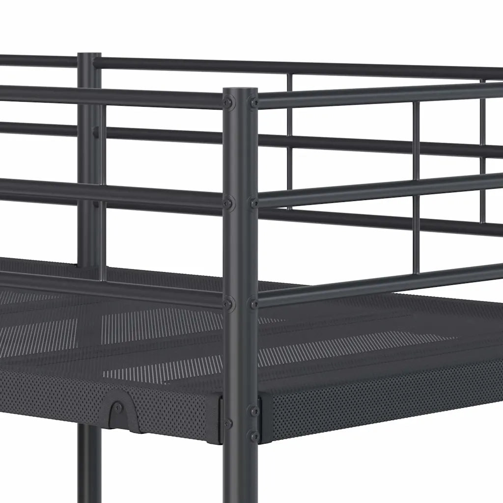 Letto a Castello senza Materasso-Struttura Letto a Castello Nero 90x190 cm in Acciaio 439903