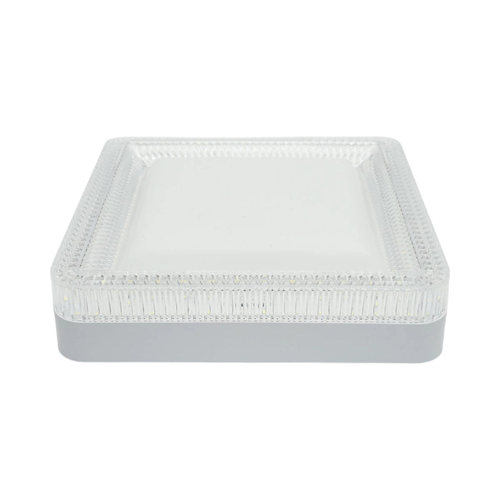Plafoniera LED 24W, 220V, luce fredda 6500K, corpo quadrato 180x180x40mm, IP20.