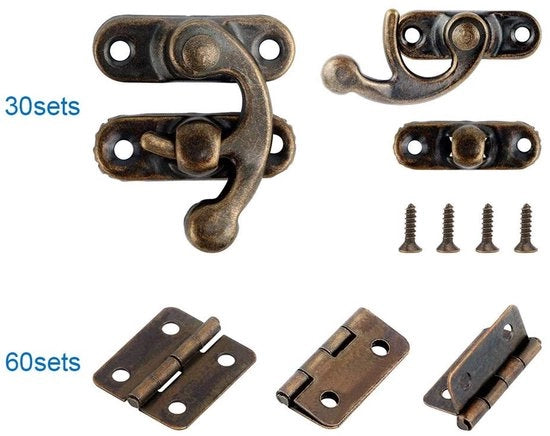 Serrature a molla 60 set Mini in bronzo antico - Piccole serrature - Aspetto retro - Progetti di lavorazione del legno - Viti compatibili - Metallo duraturo - Serratura miniatura