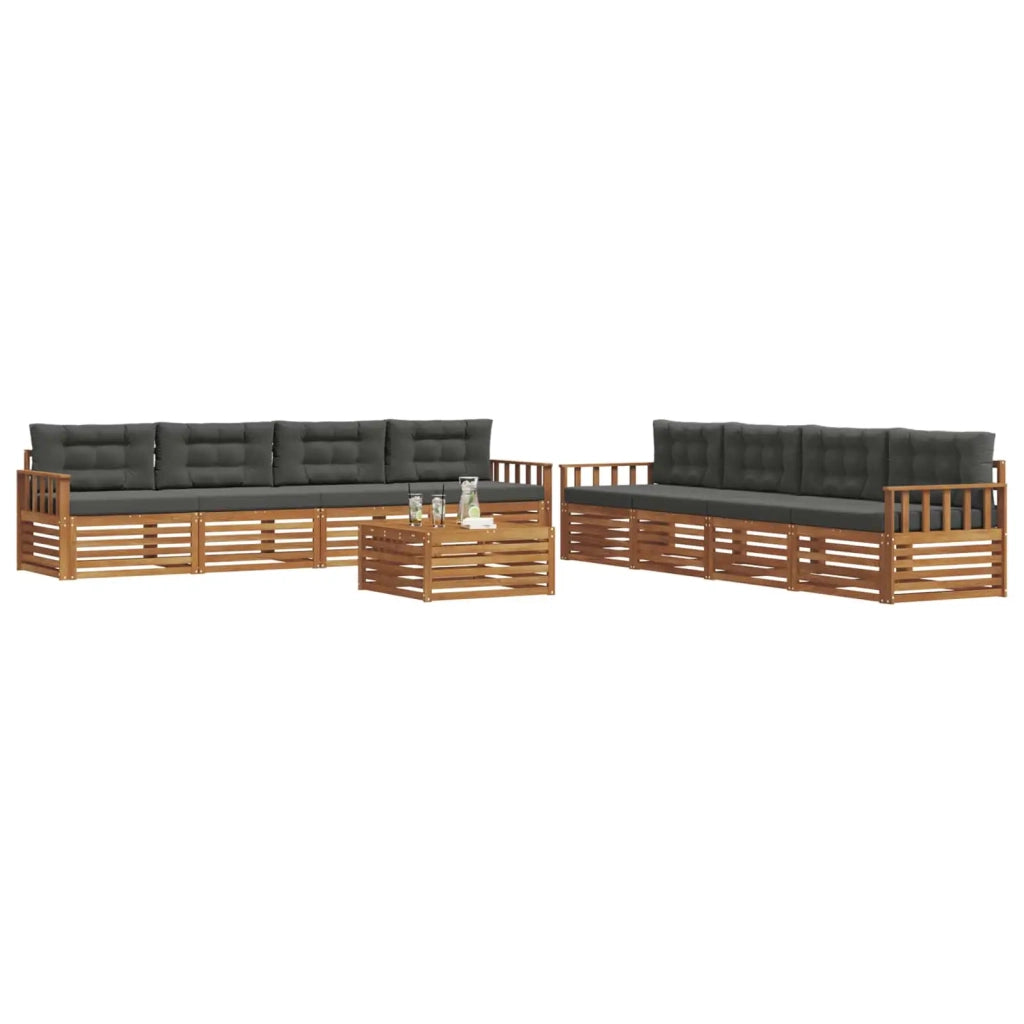 Set di divani da esterno con cuscino 9 pcs Naturale e Antracite