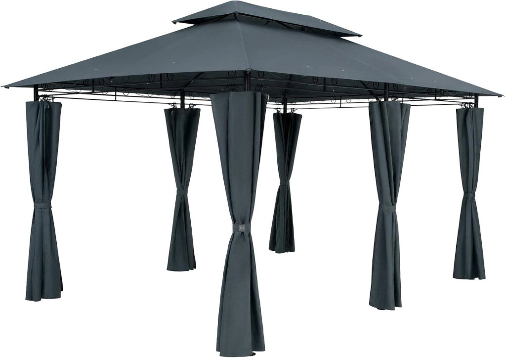 Gazebo Topas Padiglione 3x4m in Metallo Resistente Idrorepellente con Pannelli Laterali Tendone da Giardino Feste