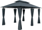 Gazebo Topas Padiglione 3x4m in Metallo Resistente Idrorepellente con Pannelli Laterali Tendone da Giardino Feste