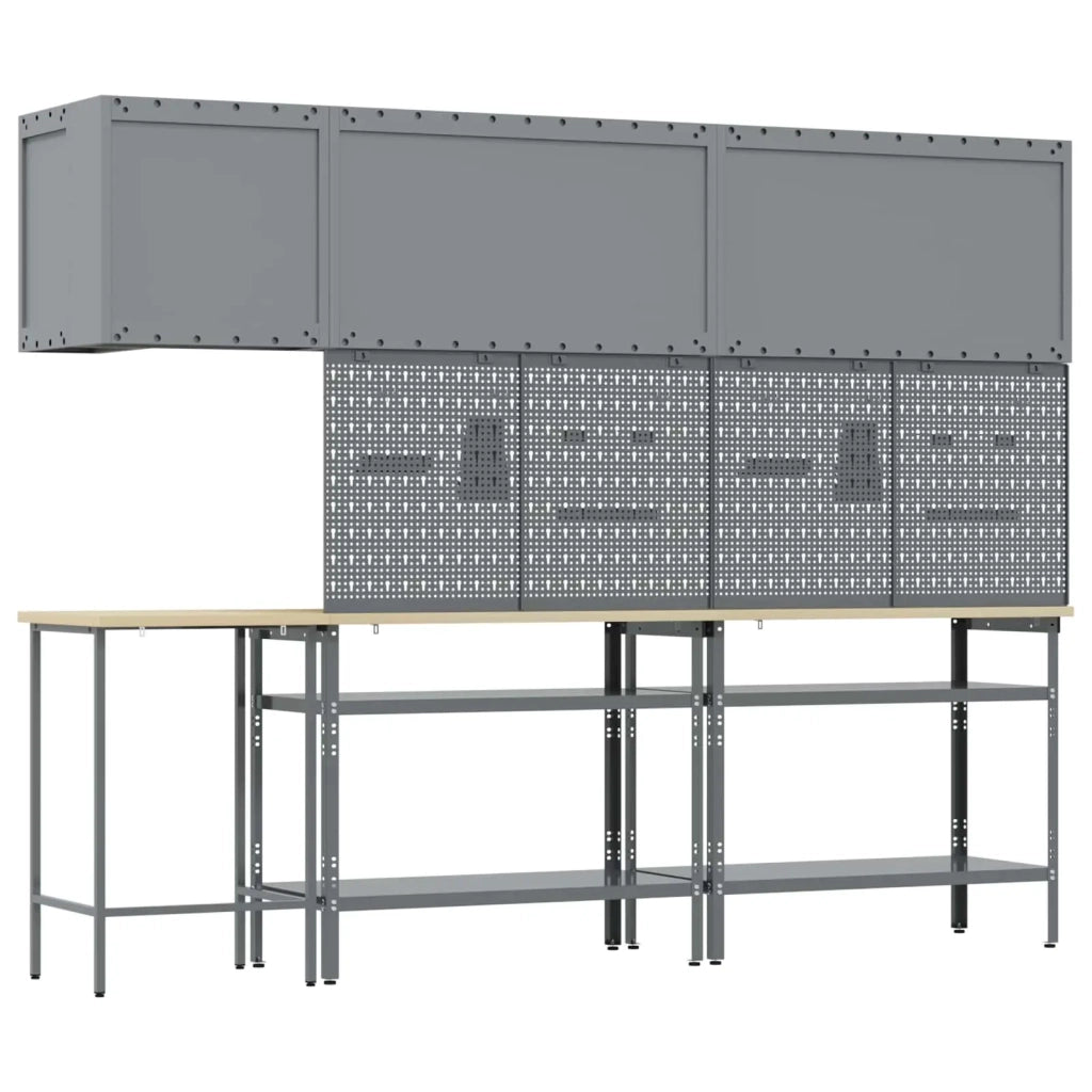 Set di mobili da lavoro con lo scaffale 10 pcs Rosso e Grigio 3321515