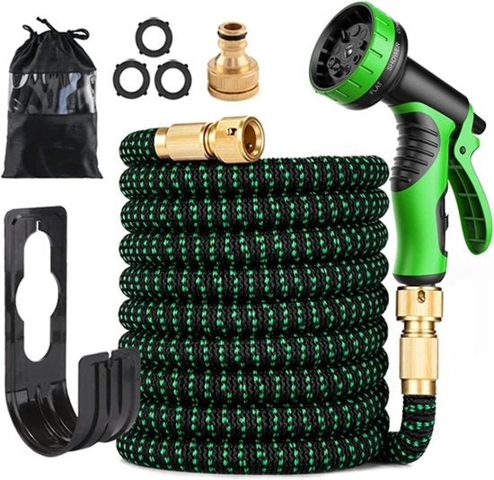 Serpente per giardinaggio - Tubo per irrigazione serpentina - Giardinaggio - Disegno anti piegatura - 15m - Verde