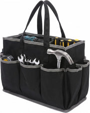 Organizzatore di attrezzi per giardinaggio - 16oz tela di lino trattata - 10 cuscini di archiviazione - 36x14x26.5cm - Nero