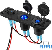 Pannello di alimentazione USB 18 W QC 3.0 USB & 45 W PD Sigarettenaansteker Pannello LED Digitale Voltmetro Interruttore ON/OFF per 12V/24V Veicoli Barca Caravan
