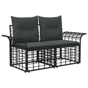Set di divani da esterno 6 pz | Set Salotto da Giardino Nero e Grigio scuro Poliestere