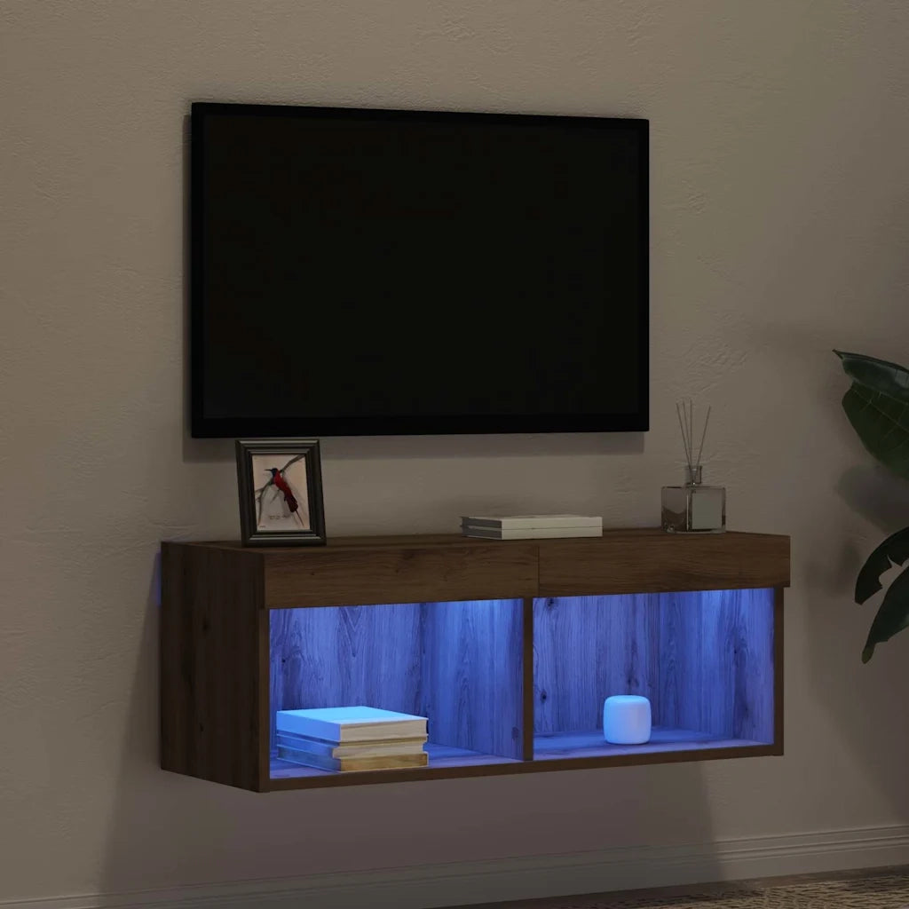 Set mobile TV-Credenza per TV rovere artigianale 80 x 30 x 30 cm