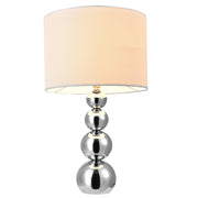 Lampada da Tavolo Snow con Paralume Cilindrico e Stelo Decorativo - Bianco / Cromo lux.pro