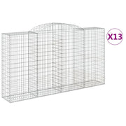 Cestini gabbioni recinzione a gabbia muro di contenimento ad arco 13 pezzi 300 x 50 x 160/180 cm ferro zincato argento 02_0040394