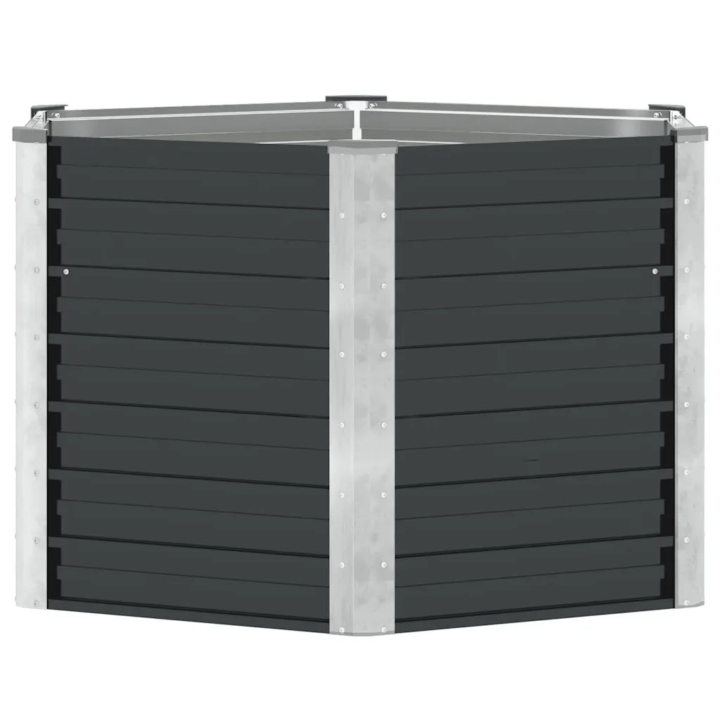 Fioriera-Vaso da Esterno-Contenitore per Piante per Giardino Antracite 129x129x77cm in Acciaio Zincato
