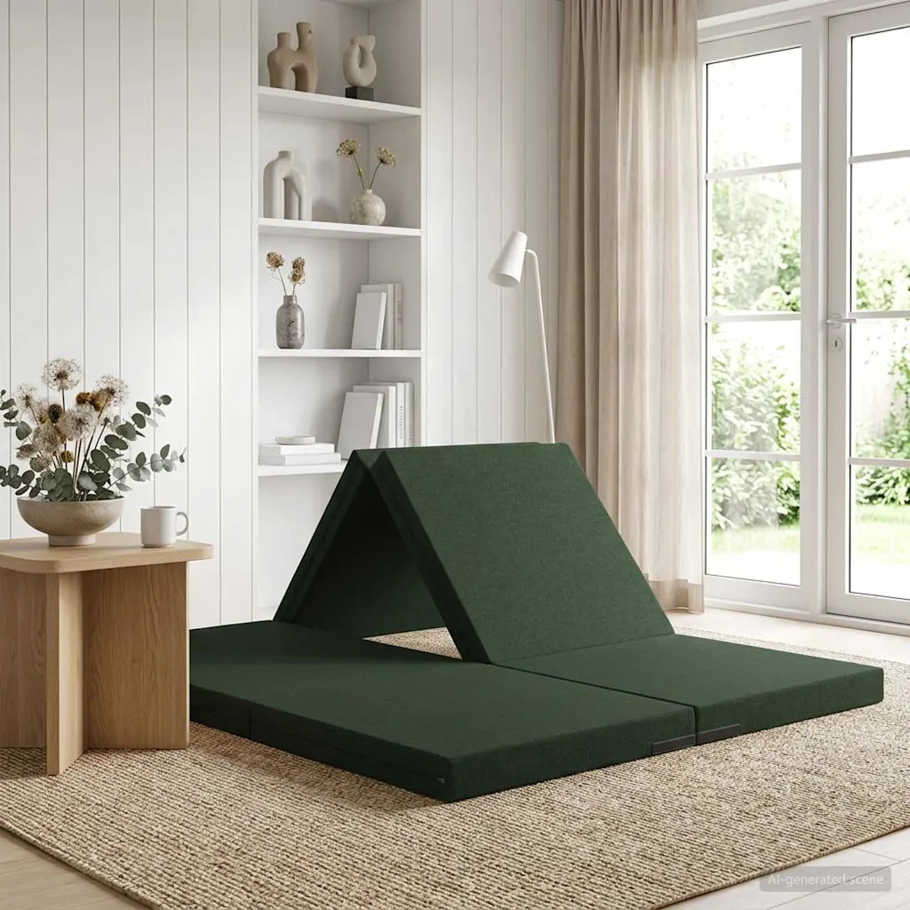 Divano Letto Pieghevole 140 x 67 x 45 cm Verde Scuro 900271