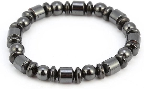 Anello da Polso in Stile con Piatte Pietre Nere per Perdita di Peso e Benessere con Terapia Magnetica Ultra Potente - Uomo e Donna