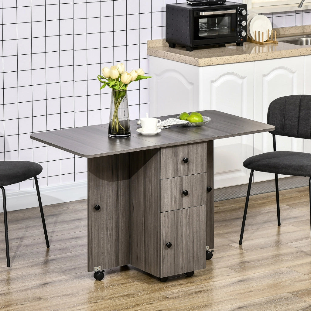 Tavolo da cucina pieghevole con 2 cassetti e 1 anta ¨C zephmum ¨C grigio