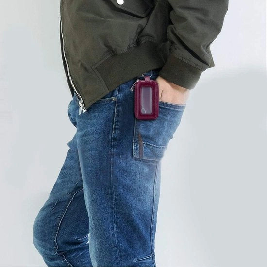 Oggetti da Chiave in Pelle Reale Portachiavi Auto Portafoglio Portatile - Portachiavi Retro Impermeabile Cinturino a Doppia Velcro Uomo Donna
