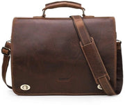 Borsa portacompattatore in pelle reale per uomo - 14 pollici - marrone scuro