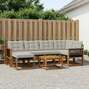 Set di divani da esterno 7 pcs Naturale e Grigio Chiaro 3382079
