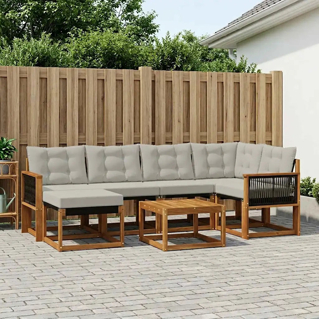 Set di divani da esterno 7 pcs Naturale e Grigio Chiaro 3382079