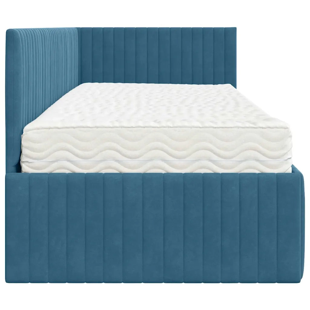 Struttura Letto Angolare con Materasso 2 pcs Blu Velluto