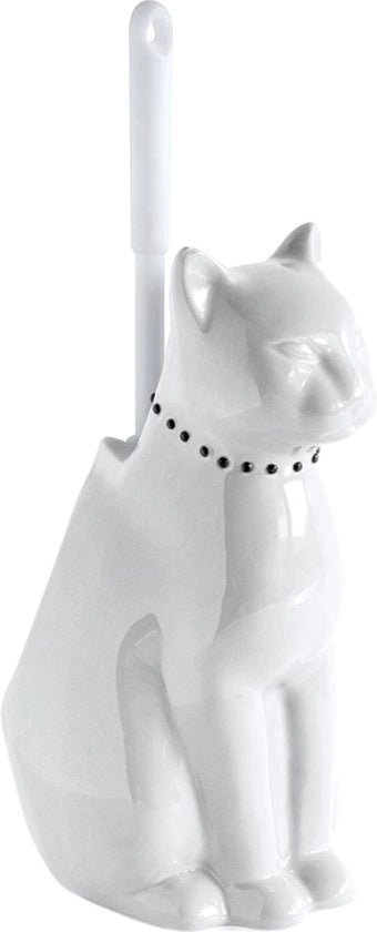 Sostegno per spazzola da bagno ceramica gatto bianco animali accessori da bagno