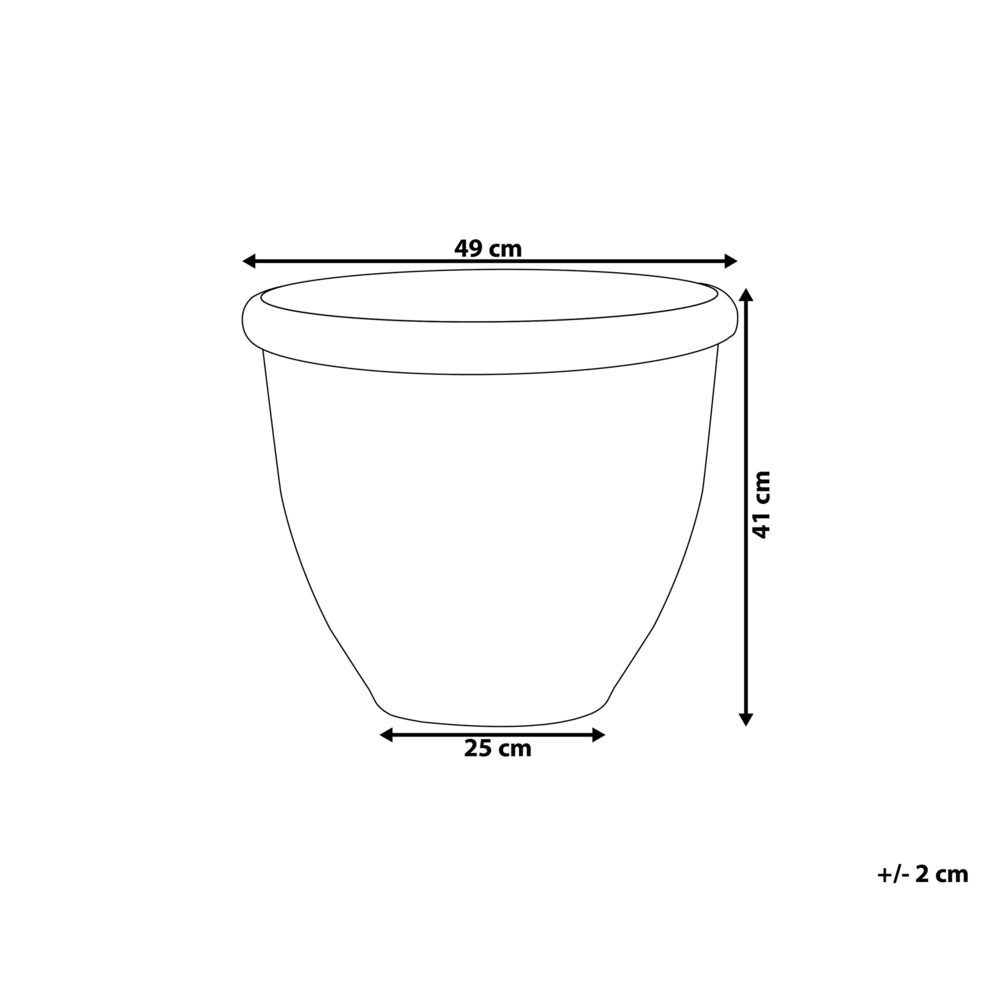 Vaso per piante fioriera in massello di pietra marrone misto poliresina lucida per esterni tonda ⌀ 49 cm per tutte le stagioni