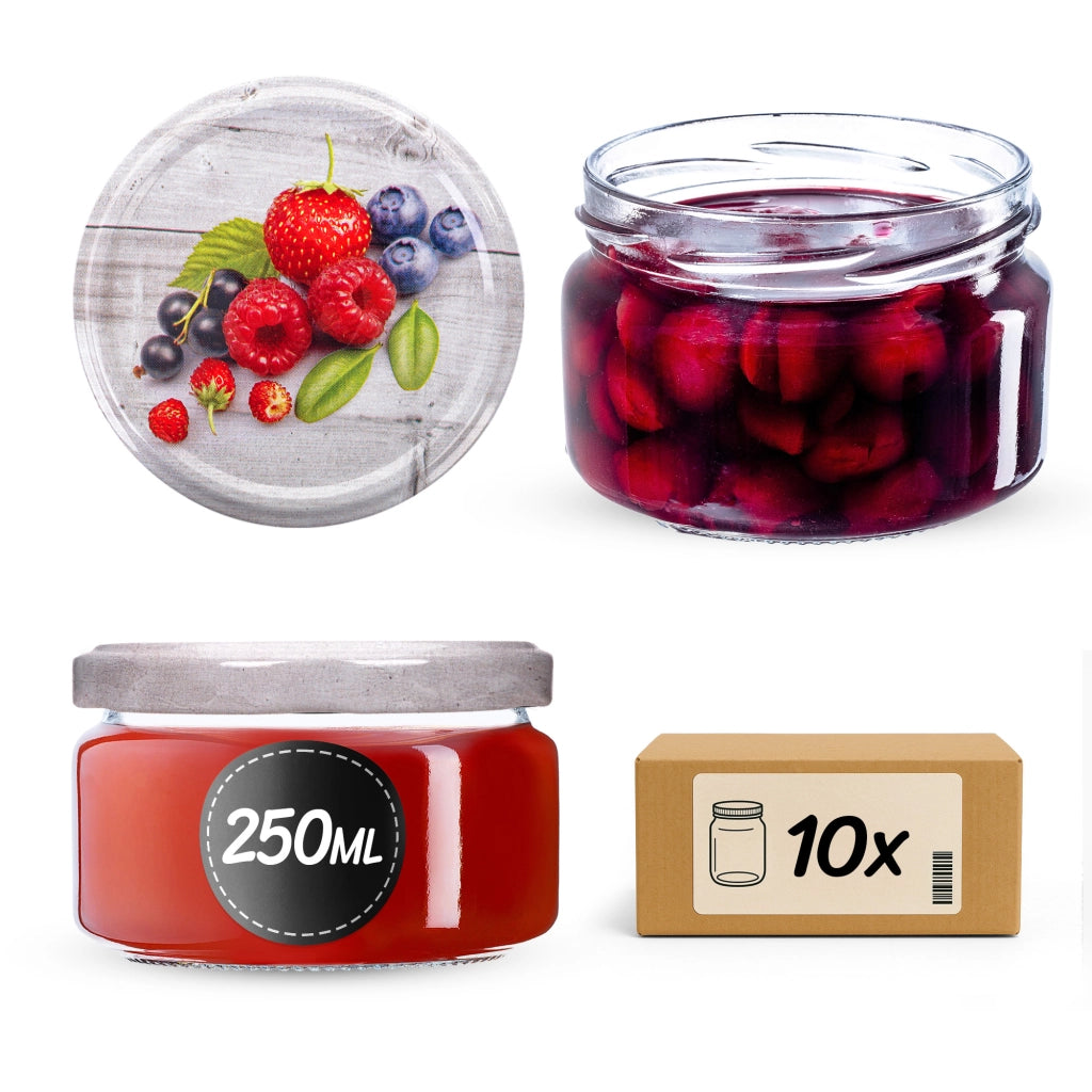 KADAX Denia barattoli per conserve 250ml 10 pezzi 82mm + coperchio "Mirtilli"