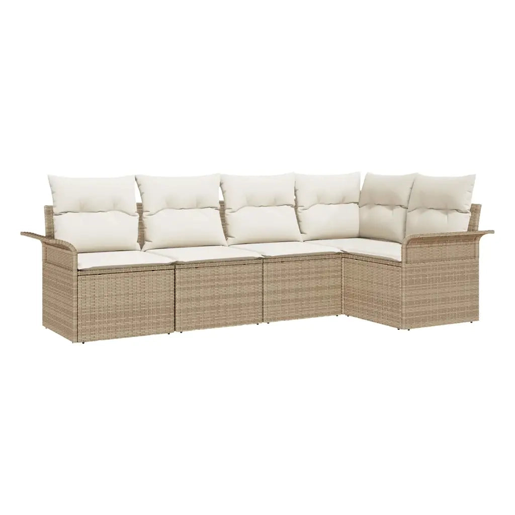 Set Divano da Giardino con archiviazione 5 pcs Beige polyrattan 3354030