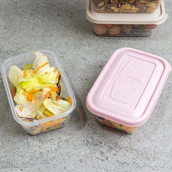 Confezione da 12 contenitori alimentari in plastica 500 ml, BPA libero, resistente al forno a microonde, resistente al lavastoviglie, resistente al congelatore, contenitore con coperchio