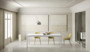 Tavolo allungabile Account 24 con top in ceramica marmo calacatta opaco e allunghe in MDF bianco - Stones