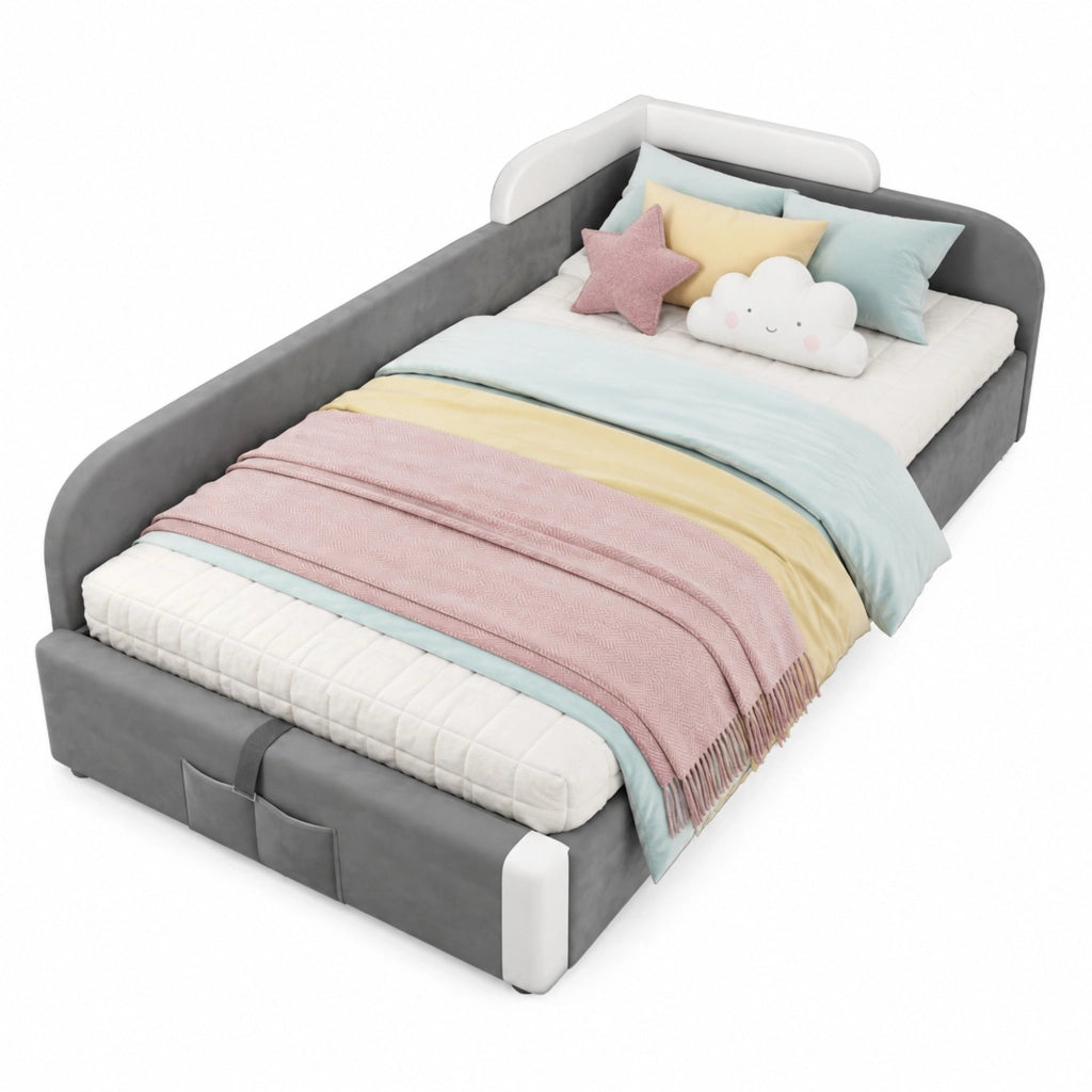 Letto imbottito per bambino con vano contenitore e sponde morbide