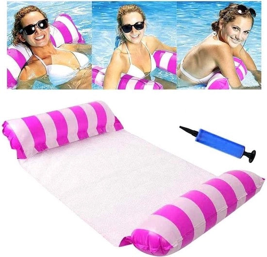 Piscina da 4 in 1 con lettino galleggiante - sedia da giardino gonfiabile lettino galleggiante Drifter - colori rosso e azzurro