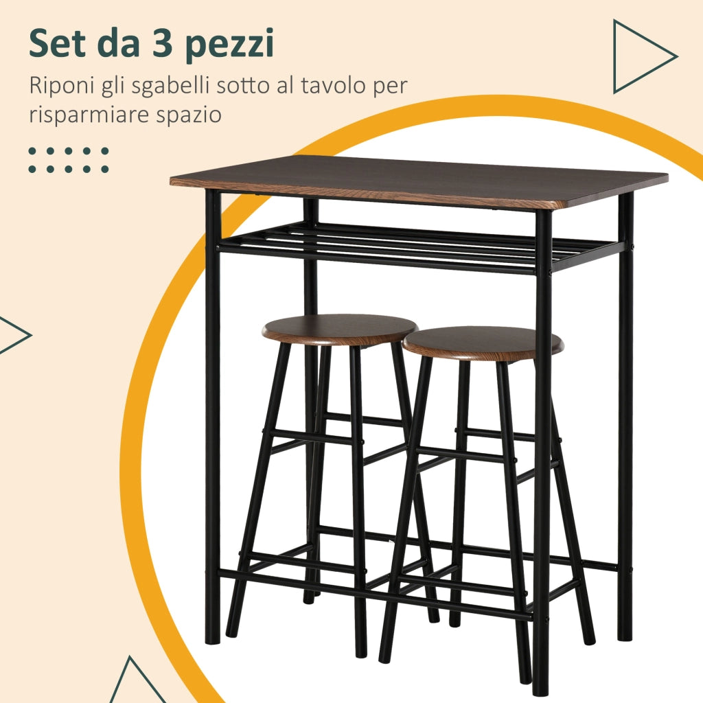 Tavolo da bar con 2 sgabelli ¨C Zephmum ¨C Acciaio, 75x75x110 cm