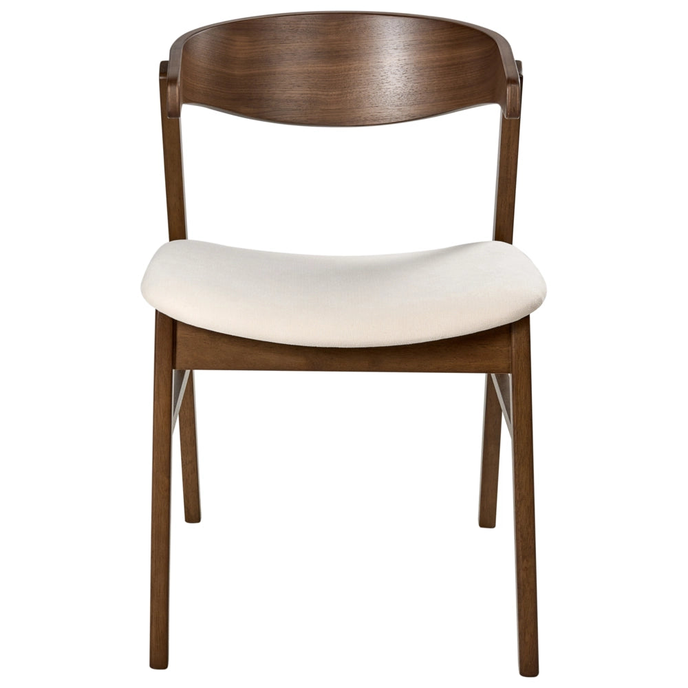 Set di 2 sedie da pranzo in stile tradizionale con seduta imbottita colore marrone scuro e bianco sporco