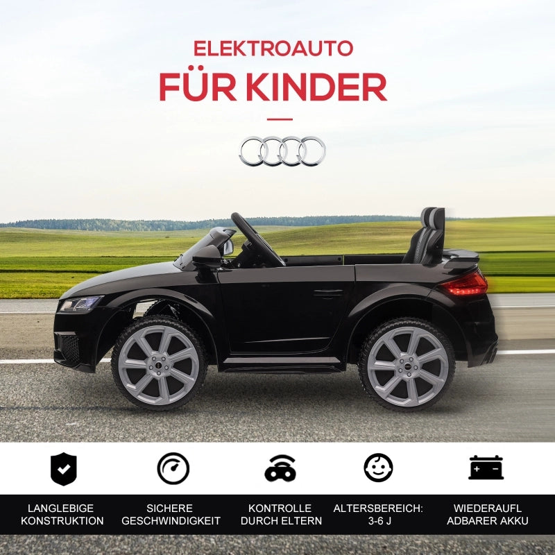 Auto elettrica Audi per bambini, con telecomando 2.4G, musica, clacson, LED, USB, per bambini dai 3 ai 5 anni, nera.