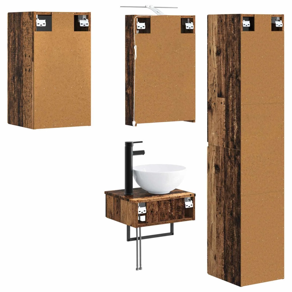Set di mobili per il bagno 5 pcs Legno antico 3407245