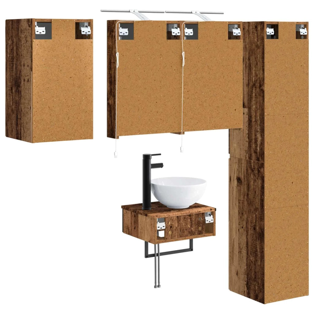 Set di mobili per il bagno 5 pcs Legno antico 3407245