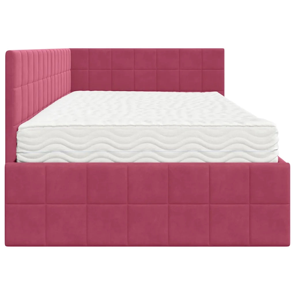 Struttura Letto Angolare con Materasso 2 pz-Giroletto con materasso Verde Velluto 797379
